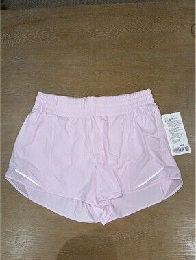 Lululemon Hotty Hot High-Rise Lined Short 4" SIZE 12 Pink Organza NWT